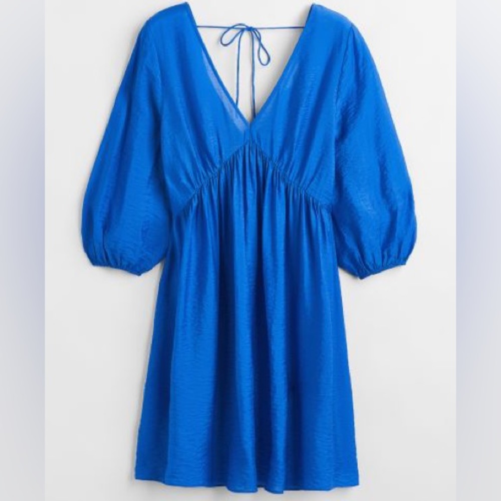 H&M • Blue Bubble Sleeve Dress